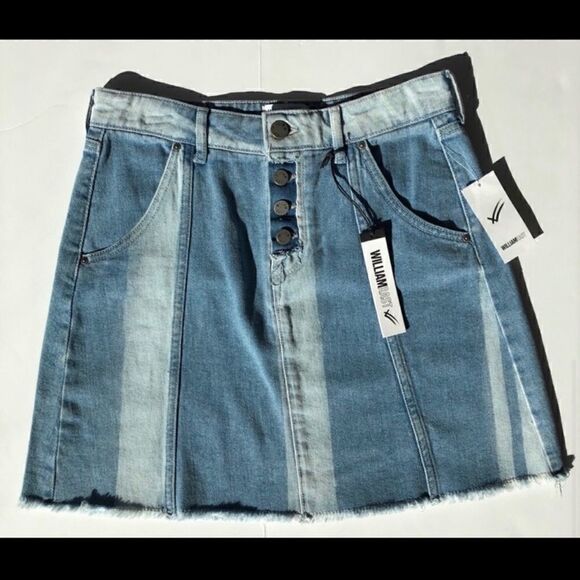 William Rast A-Line Jean Skirt Aqua Streak Denim - Picture 3 of 5